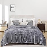 Grey Queen Size Fleece Throw Blanket for Bed Couch, Soft Warm Fuzzy Cozy Blankets for Women Men, 300GSM Room Decor Flannel Microfiber Blankets for All Seasons, 90x90 Inches