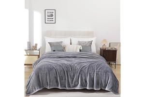 USERF Lightweight Soft Blanket Queen Size Grey - Flannel Fleece Bed Blanket for Queen Size Bed, Cozy Plush Fuzzy Luxury Blankets Microfiber, Winter 90x90 inches