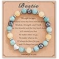 HGDEER Natural Stone Heart Friendship Braceles for Best Friend Bestie with Gift Message Card, Suitable as a Gifts on Birthday