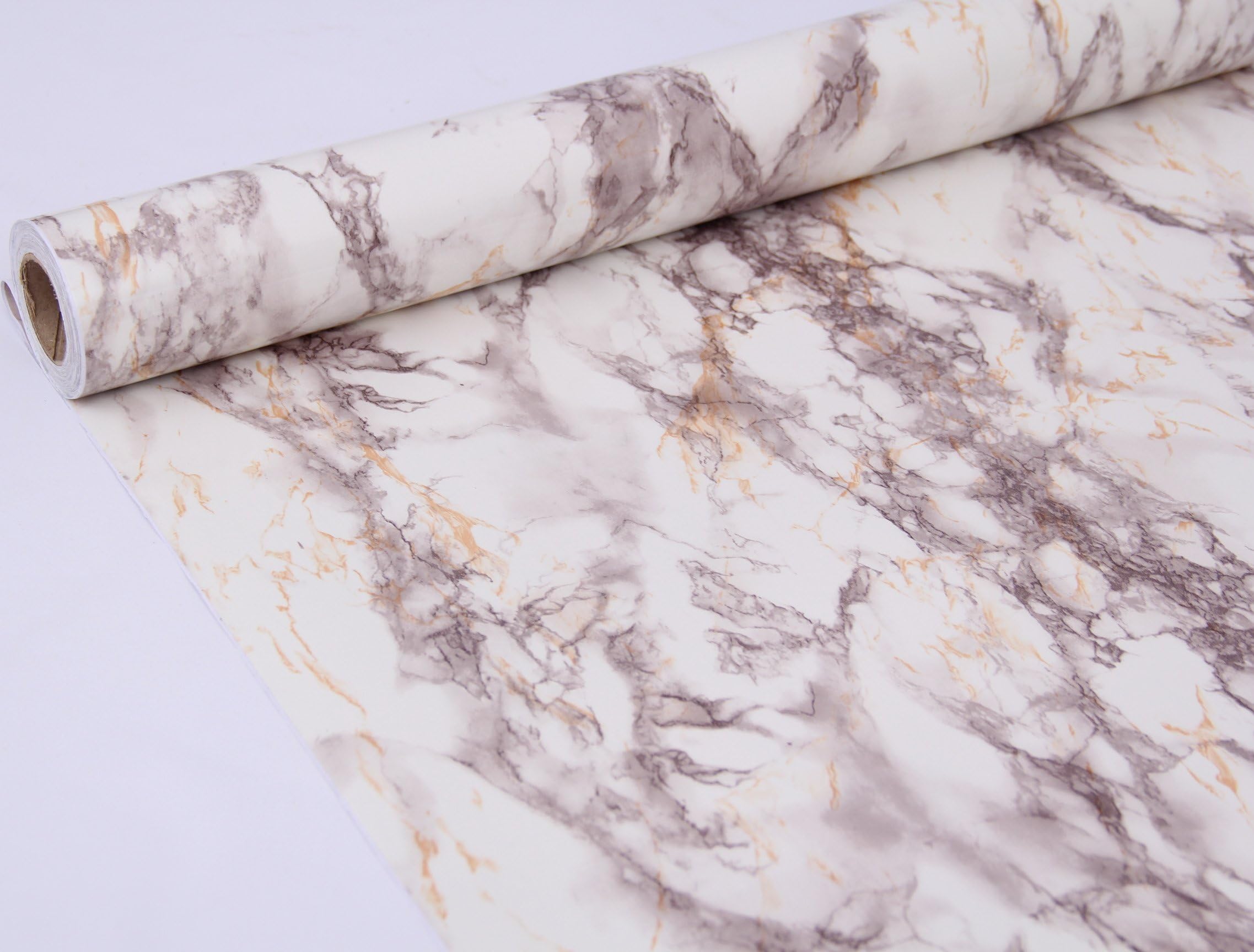 23.6" x 16 feet Marble Wallpaper A8 brown taupe chocolate & white print countertop contact paper or car interior decor peel & stick vinyl film