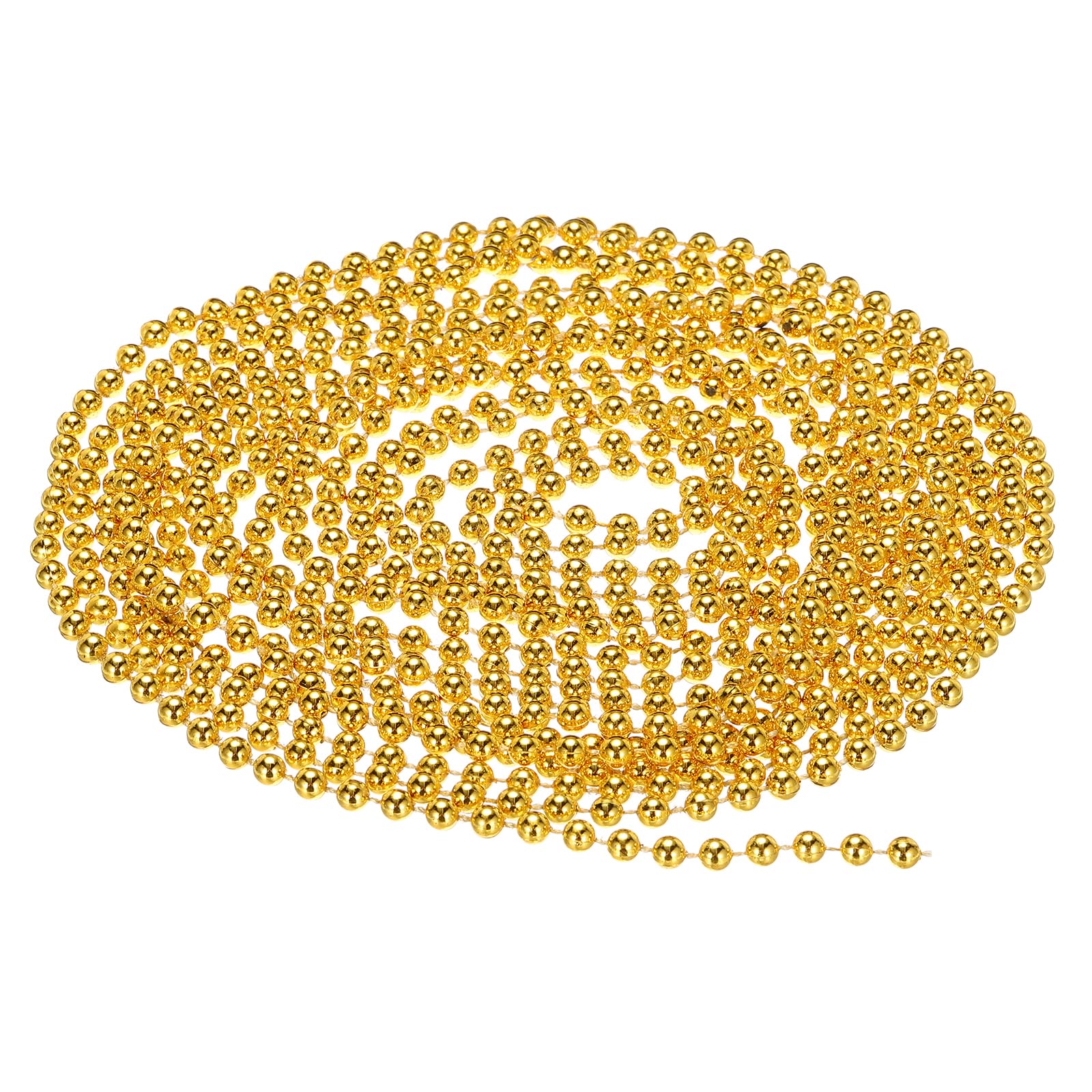 PATIKIL 6mm Golden Pearl Trim Artificial Pearl Strand, 16.4Ft/5m Roll, 1 Roll, ABS Plastic, DIY Jewelry Decor Wedding Party Christmas Trees