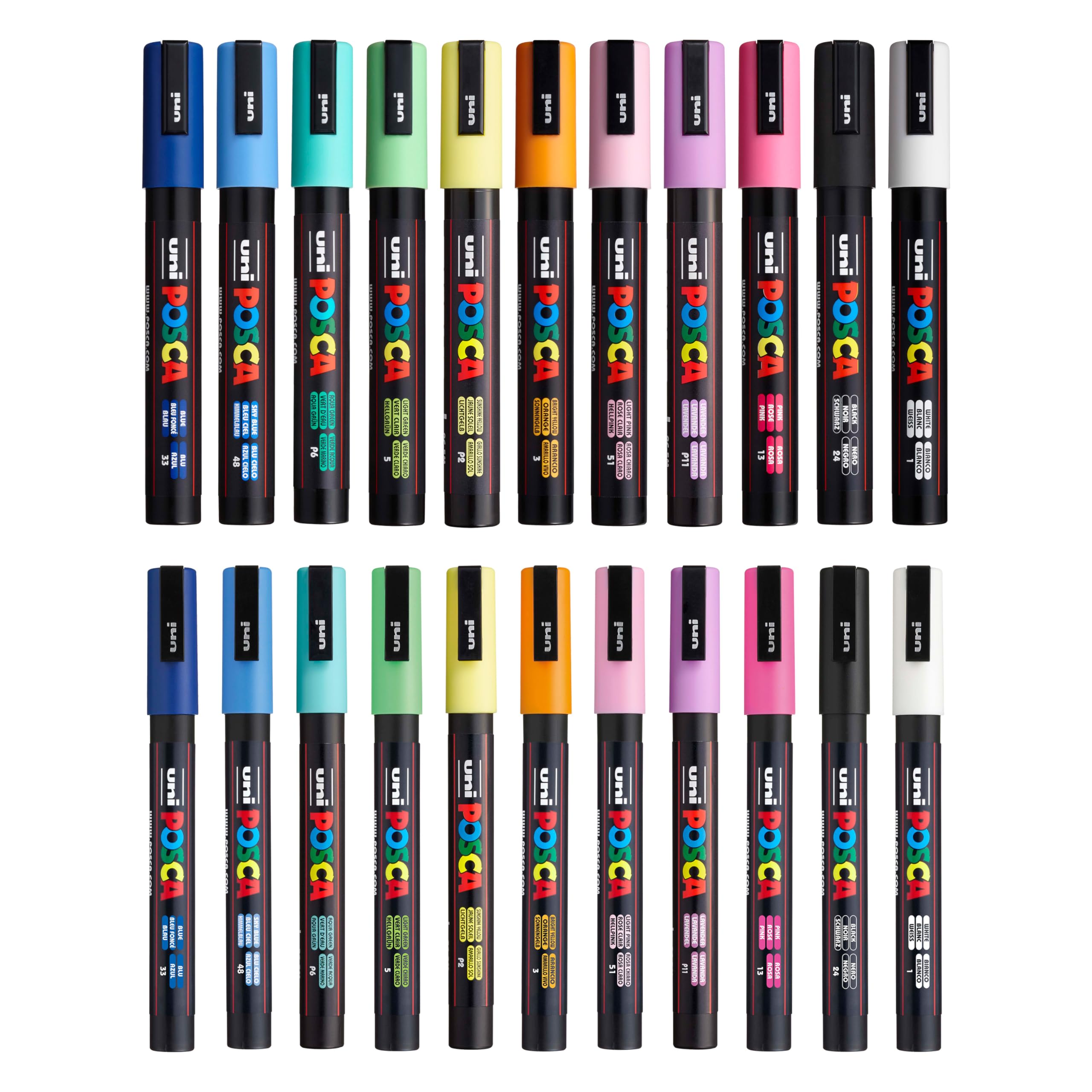 Posca Exclusive Holiday 3M and 5M Paint Markers Gift Set of 22 with Carrying Case, Great for Kids and Adults, Acrylic Art Markers for Coloring Canvas, Wood, Glass and Metal