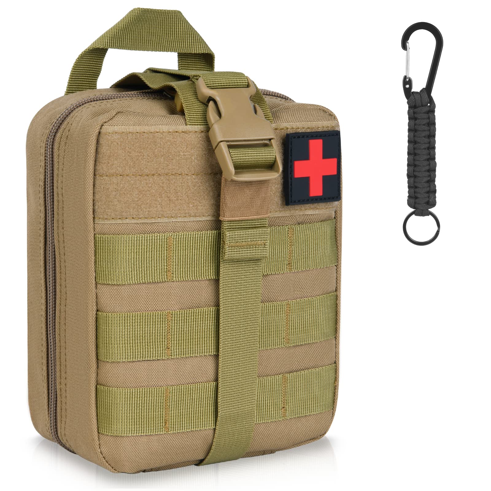 flintronic Tactical Molle Pouch, EDC Gadget Waist Bags, Compact Utility Belt with Cell Phone Holster for Sports, Hiking, Camping, Traveling-Khaki
