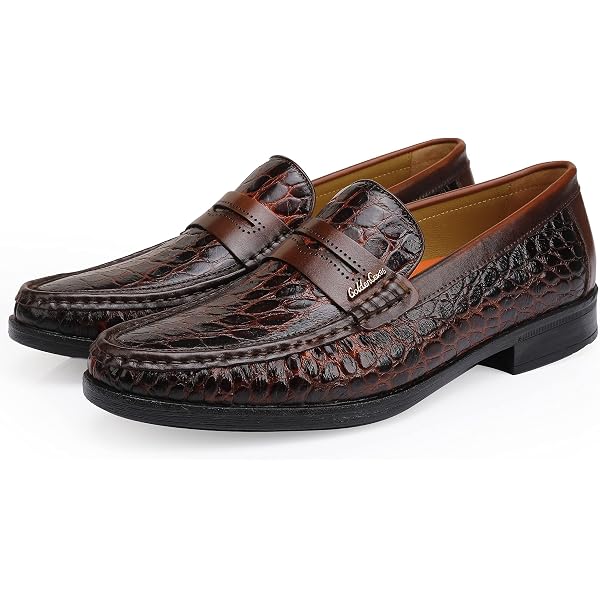 Amazon.com | Jo Ghost 4293 Italian Mens Brown Print Leather  display picture 2