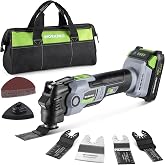 WORKPRO 20V Brushless Cordless Oscillating Multi-Tool Kit | 6 Variable Speeds, 3.6&deg; Oscillation Angle, 21-piece Accessories, 1 Battery &amp; Storage Bag, for DIY and Home Improvement