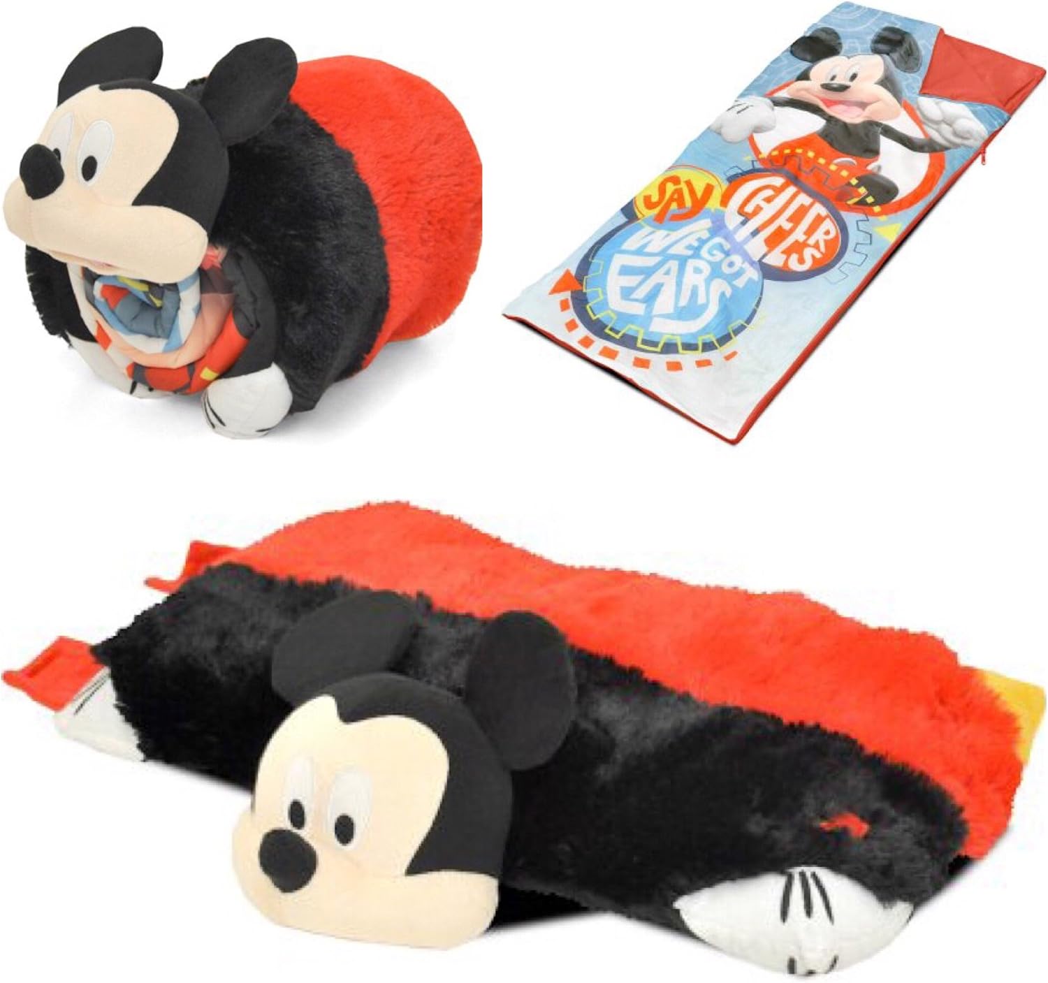 Disney Mickey Mouse Sleeping Bag Slumber Pillow Roll Up Set Amazoncouk Kitchen Home