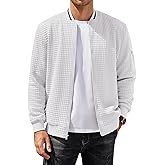 COOFANDY Mens Zip Up Sweater Jacket Waffle Sweatshirt Knit Bomber Lightweight Casual Jackets
