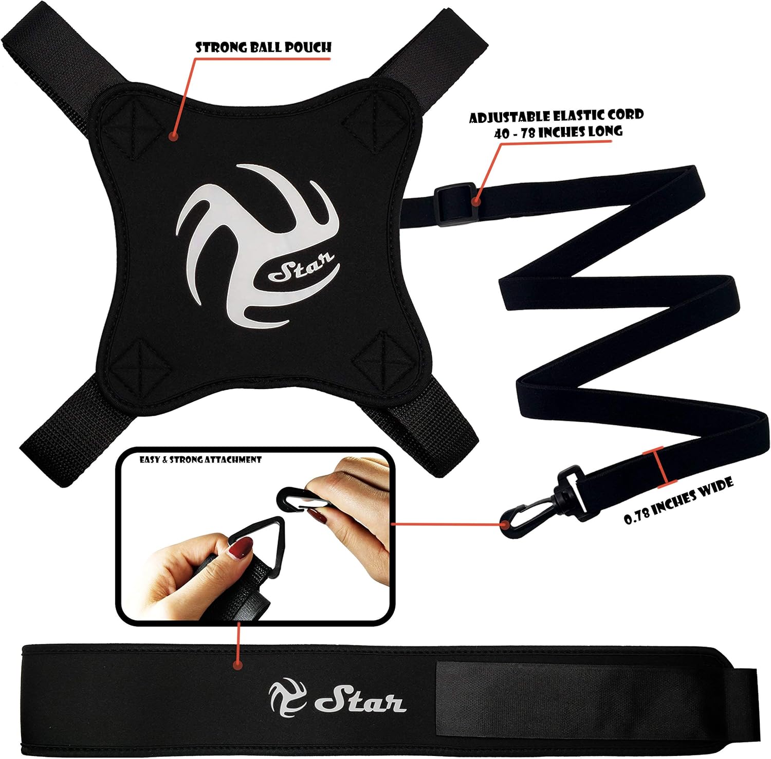 Volleyball Star Training Equipment - 1 Ball Rebounder for Solo Practice Your Serve And Spike +2 Setting Trainer Straps For a Proper Hand Placement +1 Drawstring Backpack +1 Handmade Bracelet : Sports & Outdoors