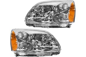 AM AUTOPARTS 2 Piece Headlight Assembly Set Bright Bezel Driver & Passenger Side Compatible with 2004-2012 Mitsubishi Galant MI2502127 MI2503127