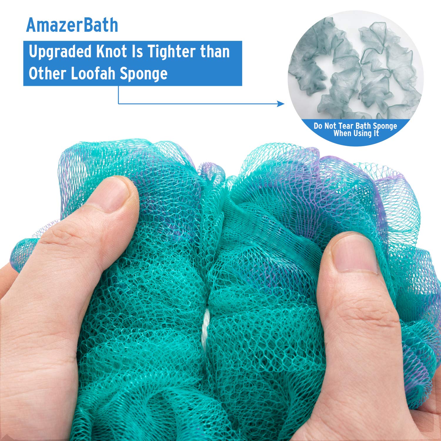AmazerBath Shower Sponge Loofah Back Scrubber, PE Soft Mesh Loofah Body Scrubber with Long Wooden Handle, Bath Sponge for Men Women (Green) : Beauty