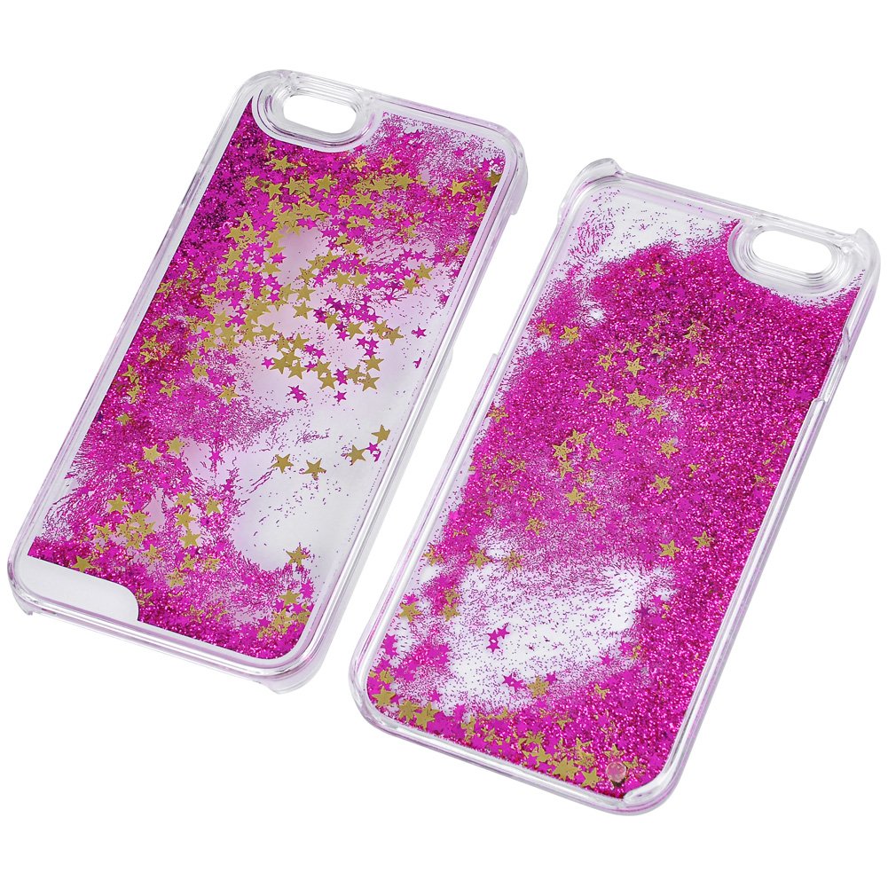 Yoption Transparent Plastic 3D Glitter Quicksand and Heart Liquid Case for iPhone 6 6s 4.7\
