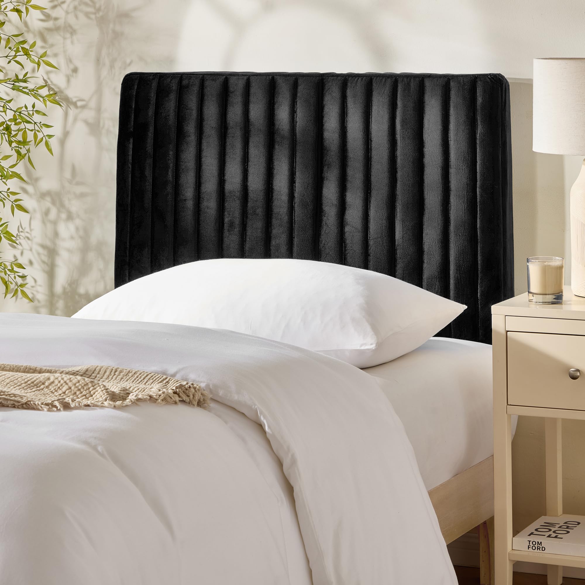 Photo 1 of **FACTORY SEALED** Hearth & Harbor Twin Headboard Only, Floating Wall Mounted Headboard Twin Size, Easy Assemble Upholstered Peel and Stick Headboards, 3D Soundproof Bed Wall Panels, Velvet Stick on Headboards, Black