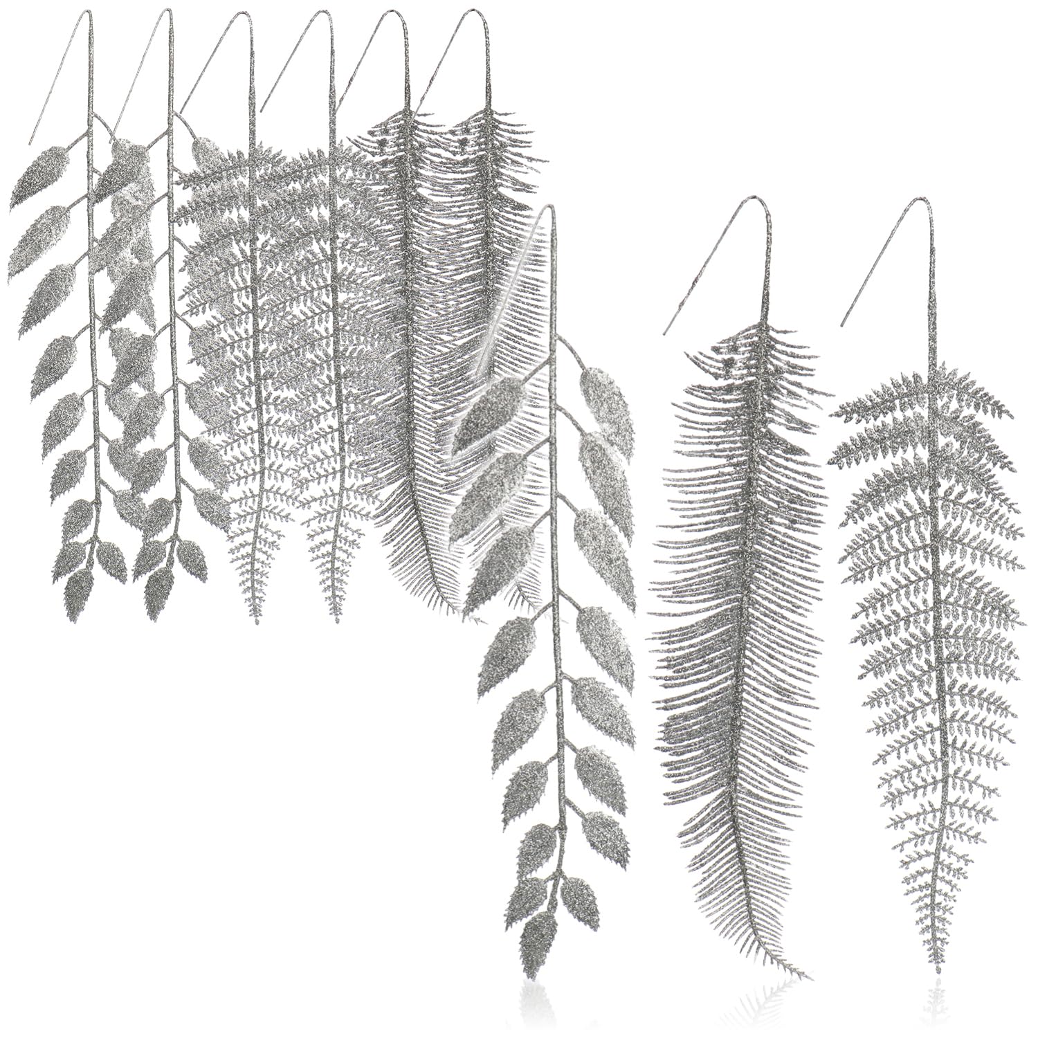 com-four® 9x Glitter Branch - Glitter Arrangement for the Christmas Decoration - Deco for the Christmas Wreath, Christmas Tree and much more (09 pieces - branches - 32cm)