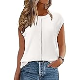 Magritta Summer Sweaters for Women Lightweight Cap Sleeve Tops Dressy Loose Fit Shirts Crew Neck Crochet Outfits