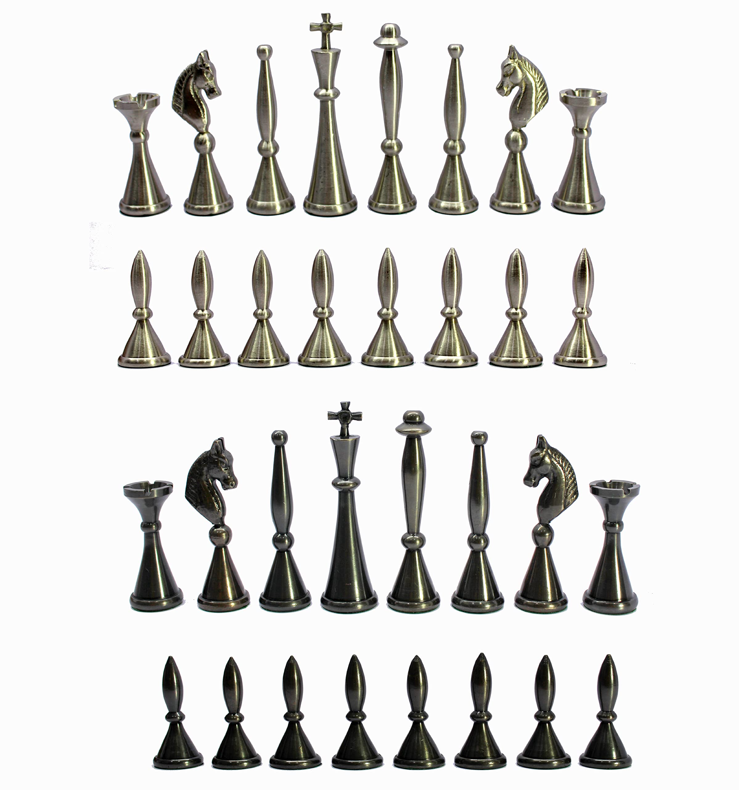 StonKraft Brass Chess Pieces Coins Pawns - Copper Metal Chess Pieces (4 inch King, 32 Piece, 2 Players, 180+)