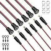 Seamaka 6pack 5.5 x 2.1 mm DC Power Jack Socket and Female DC Threaded Barrel Jack Panel Adapter,with Dustproof Plug