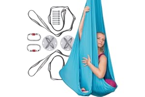 AYUHOME Aerial Silks Hammock Kit for Home – Premium Nylon Tricot Yoga Swing with Complete Hardware & Rigging Set for Yoga, Acrobatics and Gymnastics Training