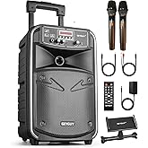 GTSK8-2 Portable Bluetooth PA Speaker - 8" Rechargeable Outdoor Karaoke Party Speaker, Audio System w/Wireless Mic and Wheels, LED Display, FM/AUX/MP3/USB/SD - Ideal for Parties, Events, Outdoors