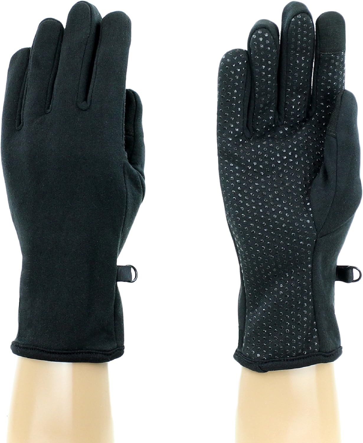 L/XL Black Winter Driving Gloves with Gripper Dots for Touchscreen