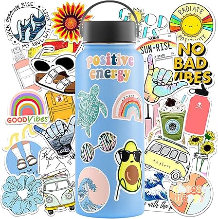 Amazon 水筒用ステッカー Vscoステッカー 35枚入り ハイドロフラスクウォーターボトル用 Vsco ガールズスタッフ 防水 ラップトップ ビニール十代の若者のためのトレンディなステッカー ステッカー デカール 車 バイク
