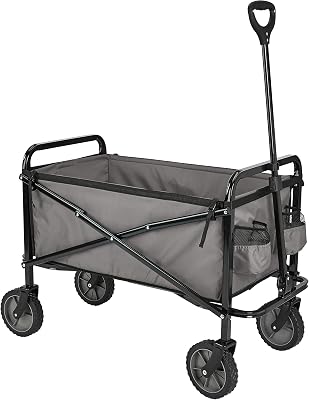 Collezione Utensili da Giardino - Carrello da giardino, pieghevole, per esterni, con borsa di custodia, 70.1 x 103.89 x 50.8 cm, grigio