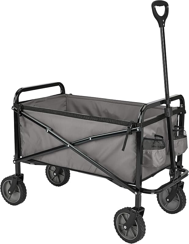 Collezione Utensili da Giardino - Carrello da giardino, pieghevole, per esterni, con borsa di custodia, 70.1 x 103.89 x 50.8 cm, grigio