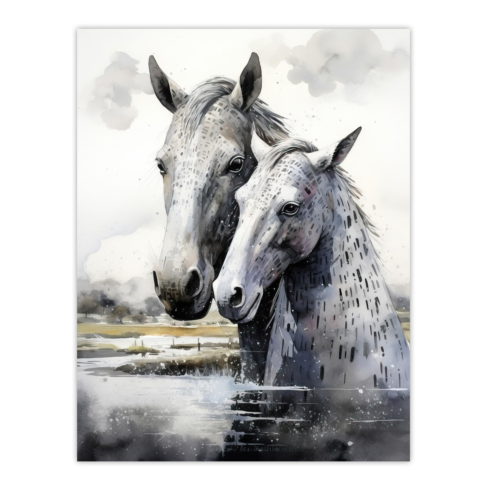 Artery8 The Kelpies Reimagined Watercolour Artwork Myth Legend Scotland Celtic Extra Large XL Wall Art Poster Print
