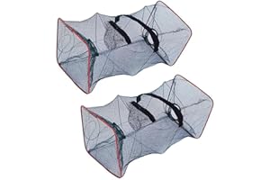 2 Pcs Foldable Nylon Fishing Trap,Large Capacity Fishing Net for Outdoors with Bait Bag for Catching Crayfish and Crabs,Crab 