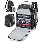 BAGSMART Camera Bag for Photographers, Professional Camera Bag Fits up to 15.6" Laptop, DSLR/Drones/Tripod Camera Case with Rain Cover, Black