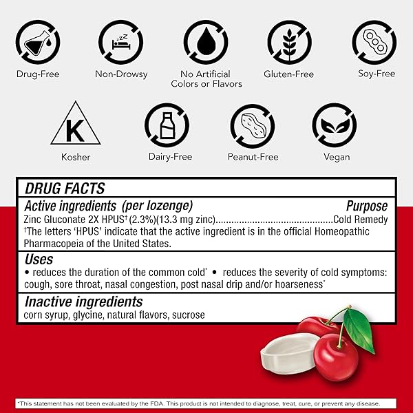 COLD-EEZE NATURAL CHERRY ZINC LOZENGES, HOMEOPATHIC COLD REMEDY, REDUCES DURATION OF THE COMMON COLD, SORE THROAT, COUGH, CONGESTION, AND POST NASAL DRIP, 25 COUNT