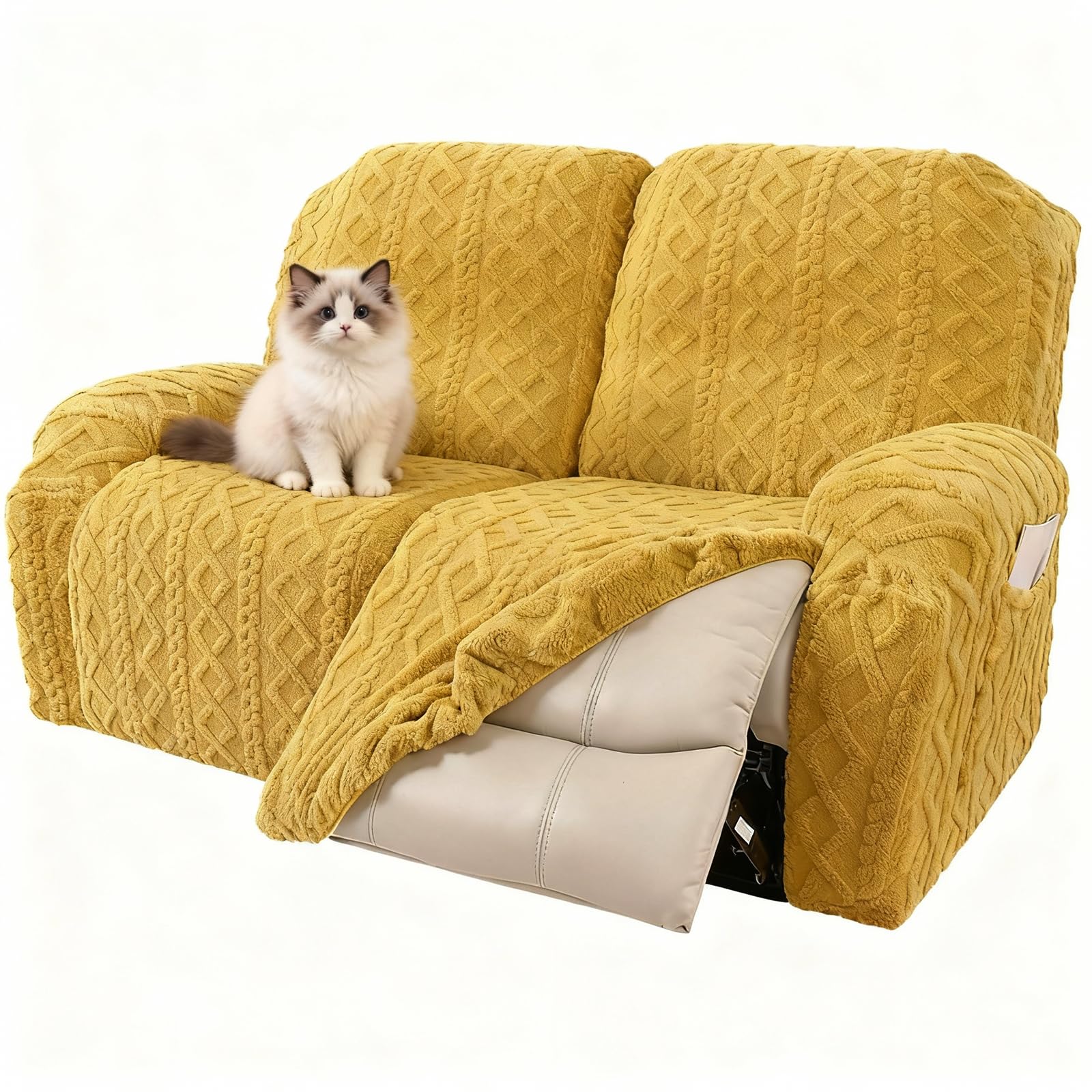 JOKIVTOU Loveseat Recliner Covers 6 Pieces Reclining Sofa Slipcovers with Pocket& Elastic Bottom, 2 Seaters Lazy Boy Non Slip Love Seat Sofa Couch Slipcover, Thick Soft Feel, Washable
