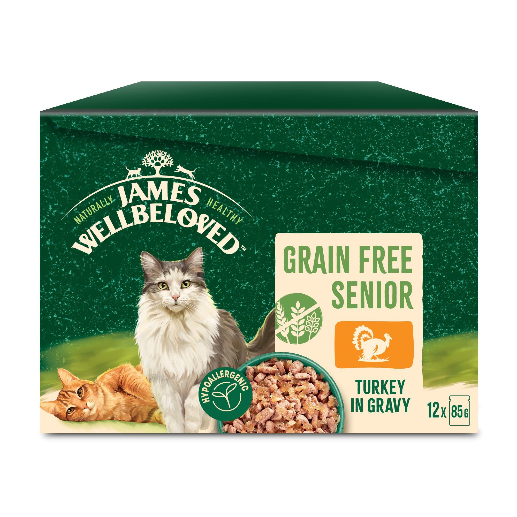 James Wellbeloved Grain Free Adult Cat Food Turkey in Gravy 12 x 85g
