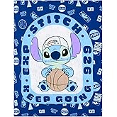 Northwest NBA x Disney Stitch Plush Throw Blanket Silk Touch Soft Cozy Fleece Official Licensed Bedroom & Couch Decor 46" x 60"