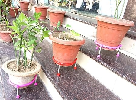 OM CRAFT VILLA Matka Plant Pot Stand (Red, 18) - 3 Pieces