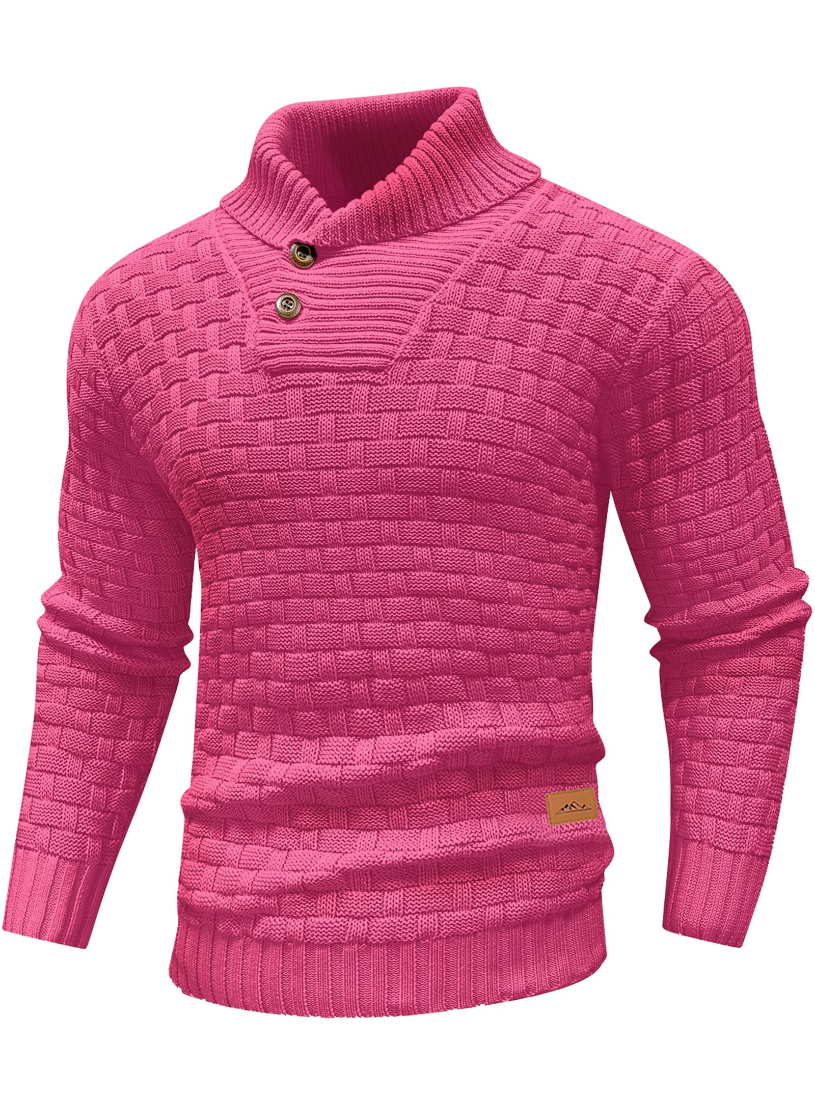 Arcciit Mens Casual Pullover Fall Winter Turtleneck Cable Knit v Neck Fisherman Waffle Sweater Image