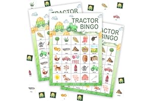 tranfvging Farm Tractor Bingo Games for Adults, 24 Player Set, Farmyard Green, Reusable Cards, Ages 20+