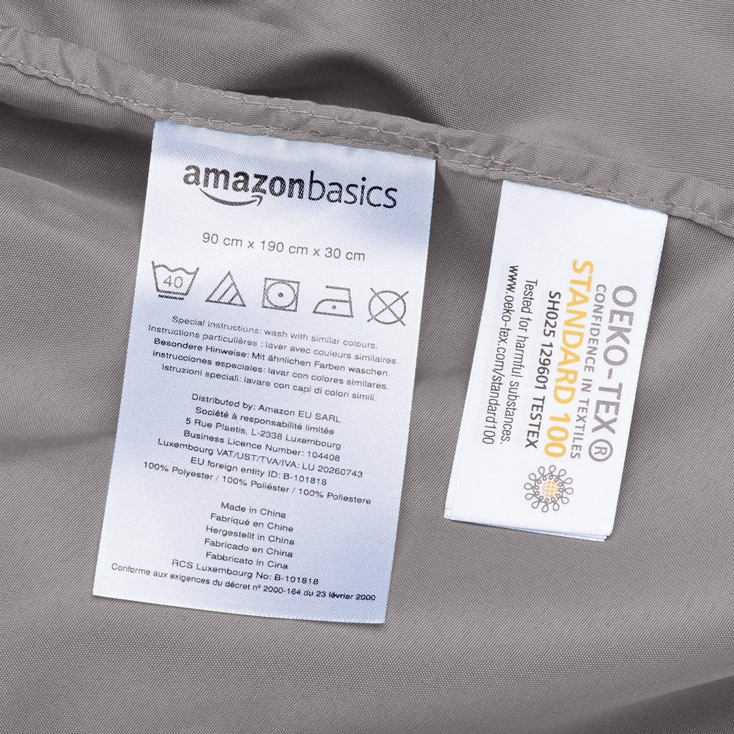 Amazon Basics Bedding Soft Microfibre Single Fitted Sheet with 12 inch (30 cm) Deep Pocket, 90 x 190 cm, Dark Grey - Image 4