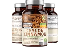 NUMBER ONE NUTRITION N1N Premium Ceylon Cinnamon 1200mg [100% Organic Ceylon Cinnamon] Natural Supplement to Support Healthy Blood Circulation, Brain and Joint Function,120 Caps