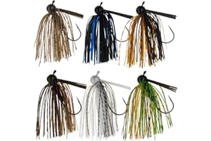 Reaction Tackle Football Jigs for Bass Fishing - Weedless Bait Design/Foot Ball Jig Head/Fishing Lures and Silicone Skirt - Also Pike, Walleye and Muskie and More (3-Pack)