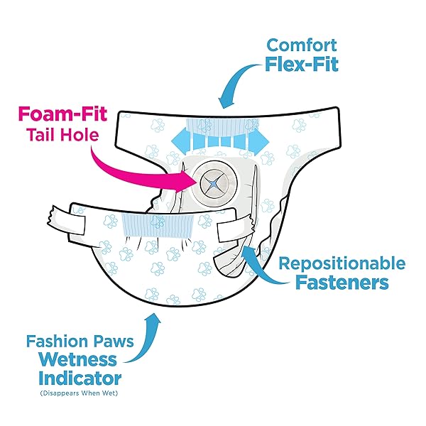 FOUR PAWS WEE-WEE SUPER ABSORBENT DISPOSABLE ADJUSTABLE DOG POTTY TRAINING DIAPERS, LEAK-PROOF PROTECTION FOR PUPPIES AND MEDIUM DOGS, EXTRA SMALL, 12 COUNT