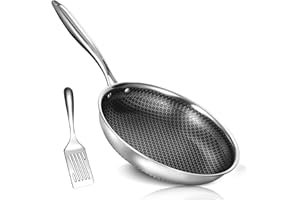 USELUCK 10 Inch Nonstick Frying Pan, Stainless Steel Skillet with Honeycomb Surface, Induction Compatible, Oven & Dishwasher 