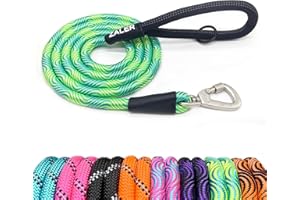 ZALER Rope Dog Leash, 4/5/6/10/15/20/30/50 Foot Heavy Duty Dog Leashes with Carabiner, Nylon Pet Lead for Large and Medium Dogs (6FT, Blue Green)