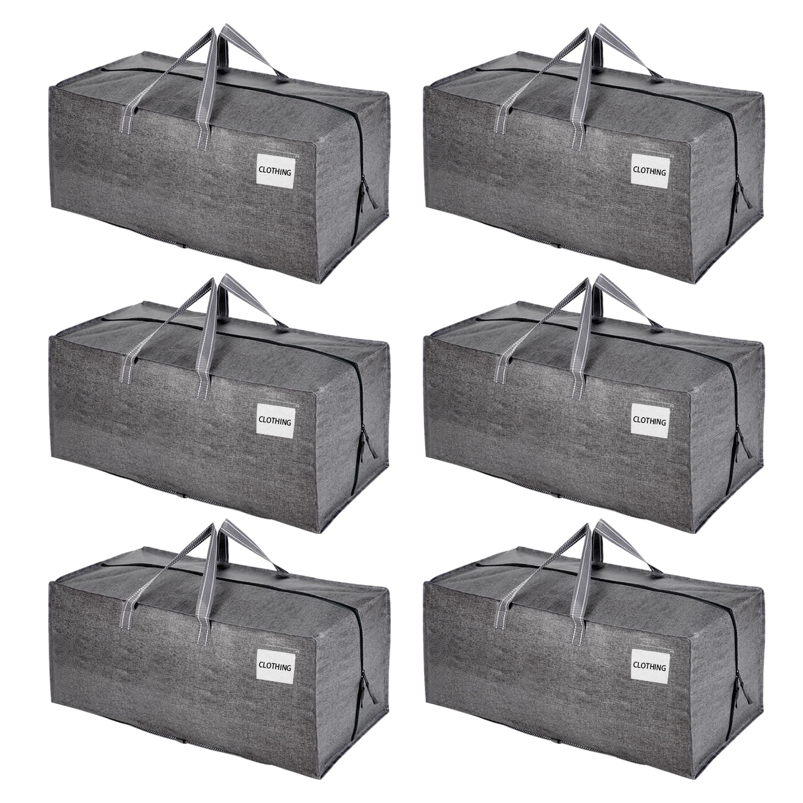 VENO 6 Pack Heavy-Duty Extra Large Moving Bags W/Backpack Straps, Moving House Essentials, Strong Handles & Zips, Clothes Storage, Packing, Laundry Bags, Reusable and Sustainable (Gray, 6 Pack)