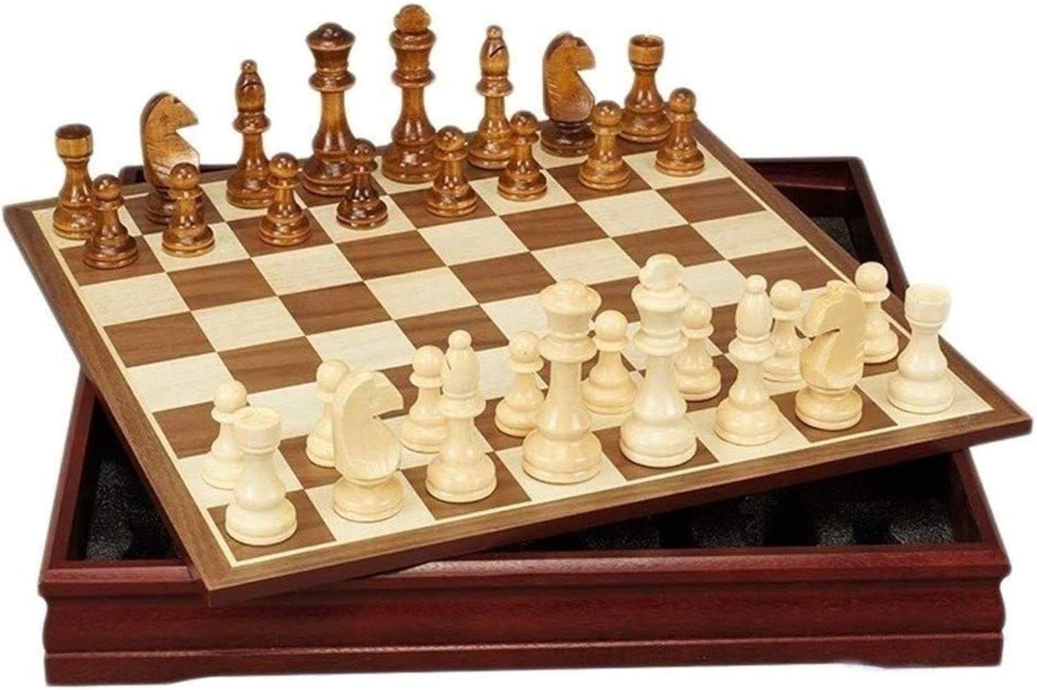 MWKLW Staunton Schachspiel Folding Wooden International Chess Set