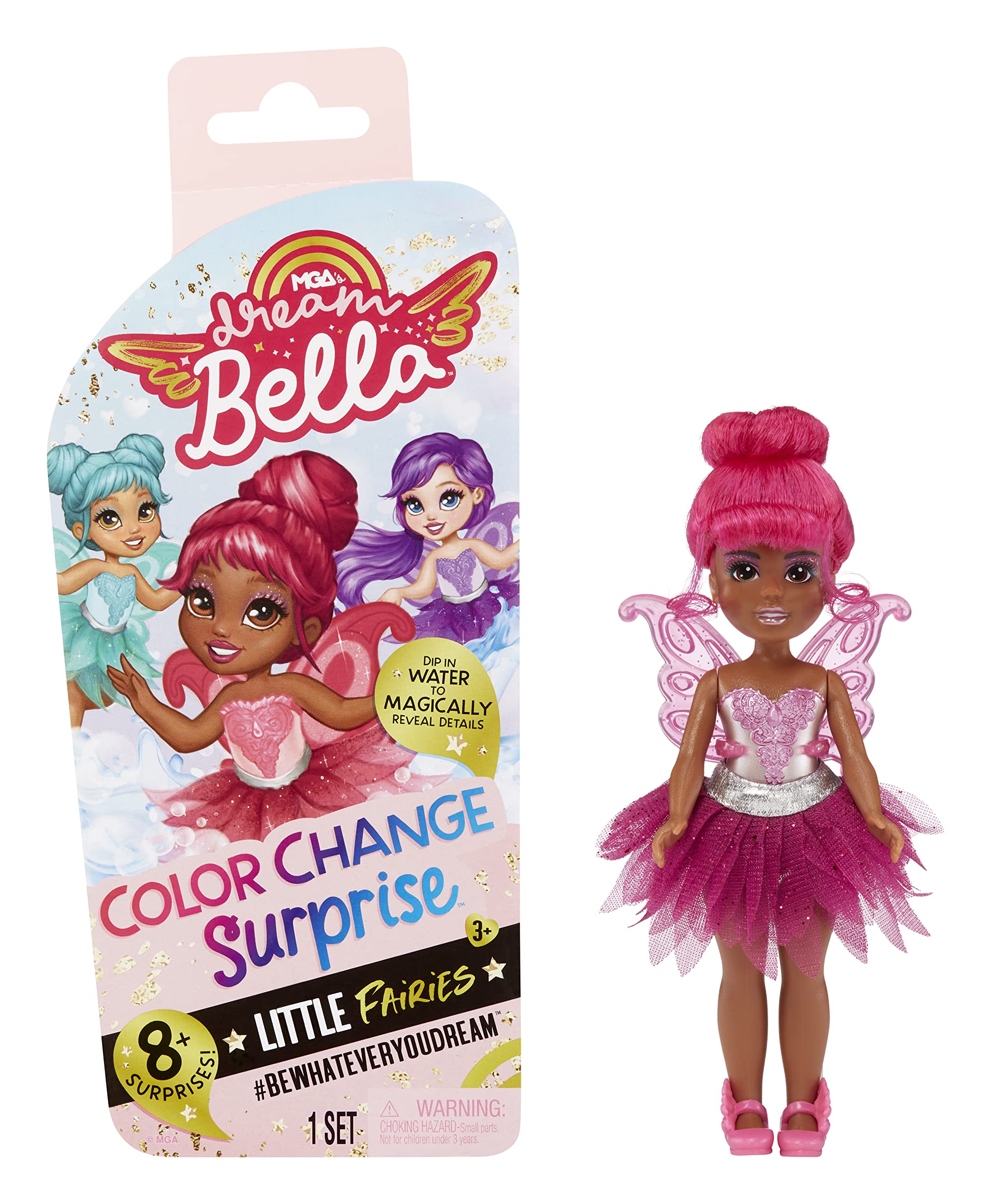 MGA's Dream Bella Colour Change Surprise Little Fairies - JAYLEN - Small Fashion Doll with Wings, Accessories, & Pink Hair - 5.5"/14cm - Collectable - Great Gift for Kids Ages 3+