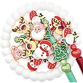 20PCS/Set Silicone Focal Bead Christmas Series Loose Beads Accessory for DIY Keychains Bracelet Necklace Pens Lanyard Making