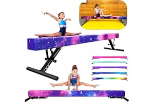 PreGymnastic 8FT Balance Beam, Raised Gymnastics Beam for Kids Ages 3-12, Home Gym Equipment for Training, Adjustable Balancing Beam Indoor, Off-Ground Competition Style