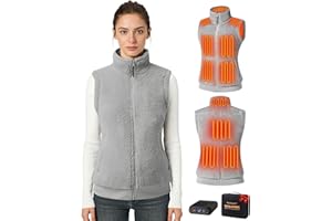 Topdot Fuzzy Fleece Heated Vest for Women with 16000mAh 7.4V Battery, Ergonomic 10 Heating Zones Women's Heated Vest