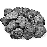 Skyflame 10LB Natural Lava Rocks for Fire Pits, Fire Tables, Fireplaces, Garden Landscaping Decoration, Indoor and Outdoor Use, 3"-5" Sizes, Black