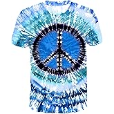 Hippie Costume for Men 60s 70s Peace Love Graphic Tie Dye Shirt Men Colorful Hippie Style Rainbow Tee Tops
